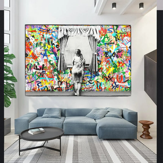 Freedom Curtains Lady – Museum-Grade Canvas Wall Art | Mercury Interior