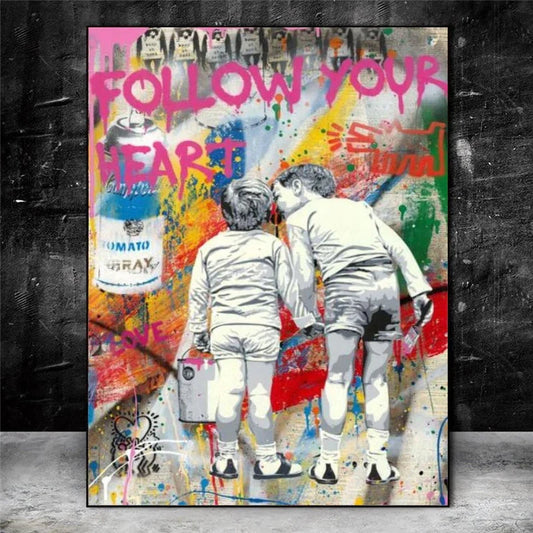 Follow Your Heart Graffiti Poster – Museum-Grade Canvas Wall Art | Mercury Interior