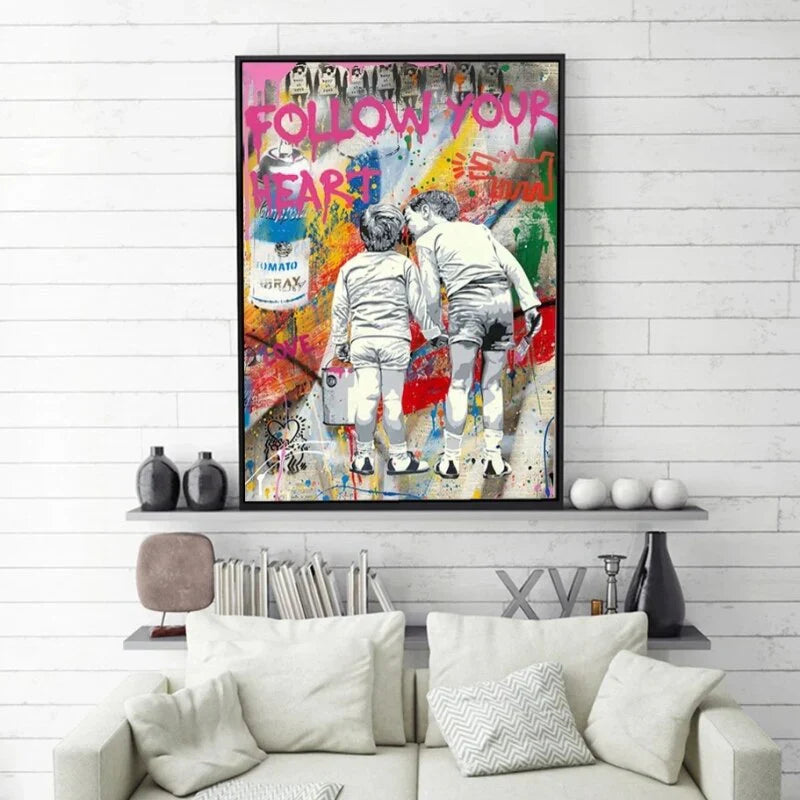 Follow Your Heart Graffiti Poster – Museum-Grade Canvas Wall Art | Mercury Interior