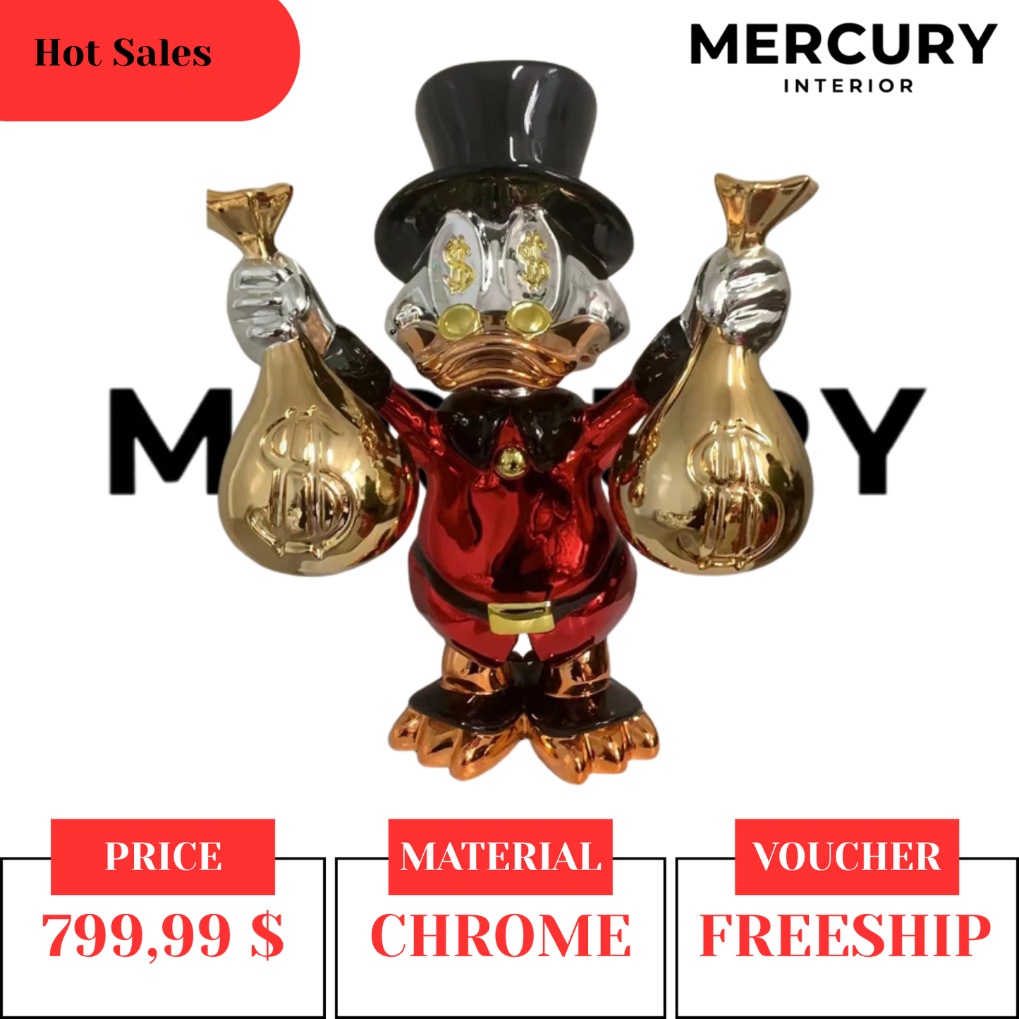Hot Sale RED CHROME Just A Billionaire Duck