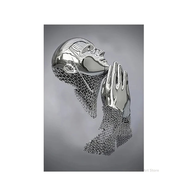 Metal Prayer Canvas Wall Art — Spiritual Abstract Art Print — Mercury Interior