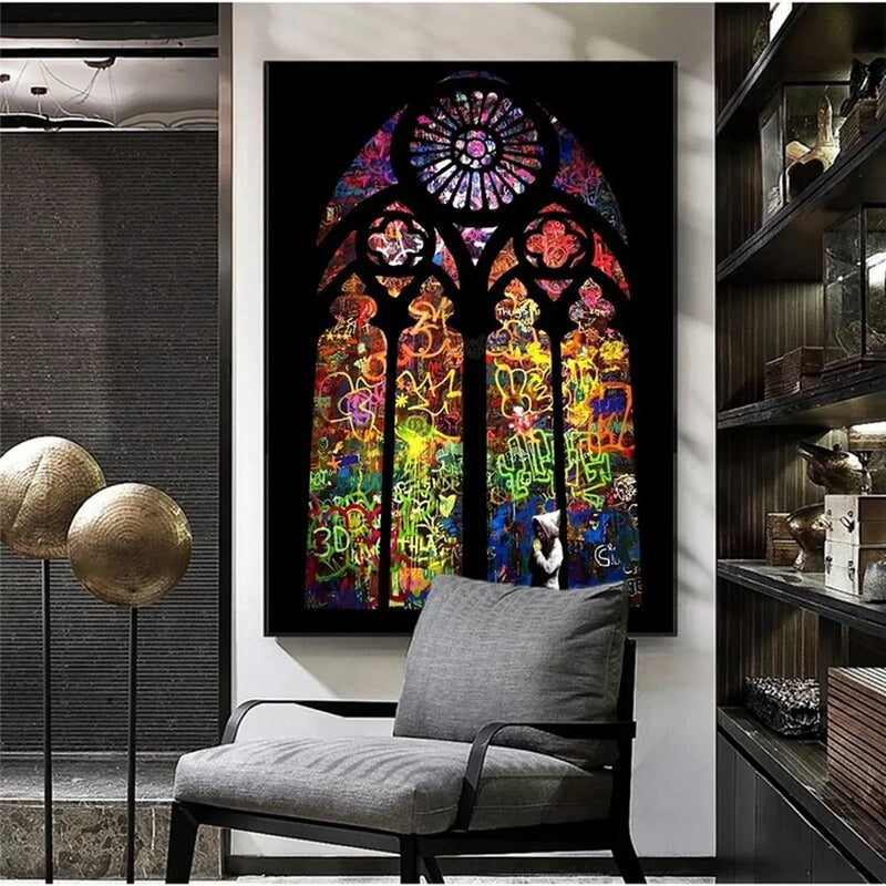 Praying Boy Graffiti Canvas Wall Art – Museum-Grade Canvas Wall Art | Mercury Interior