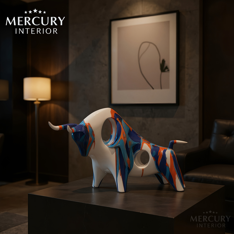 THE BULL Statue Graffiti™ – Museum-Grade Canvas Wall Art | Mercury Interior