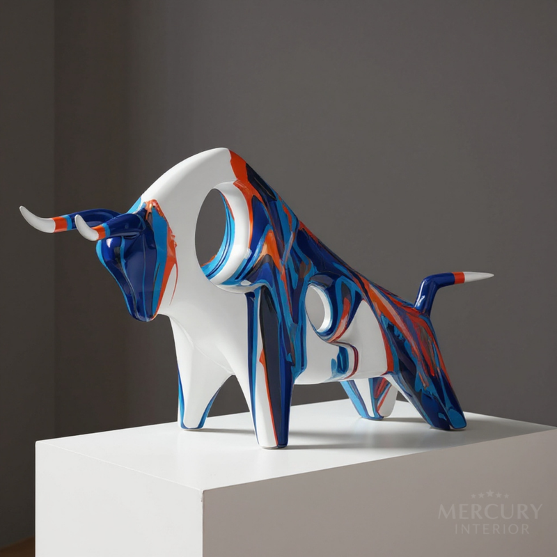 THE BULL Statue Graffiti™ – Museum-Grade Canvas Wall Art | Mercury Interior