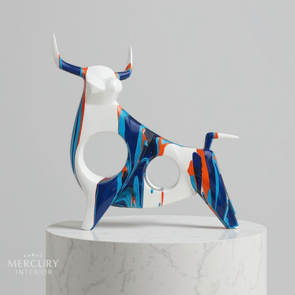 THE BULL Statue Graffiti™ – Museum-Grade Canvas Wall Art | Mercury Interior
