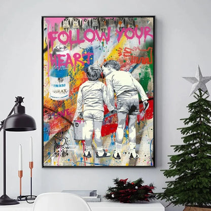 Follow Your Heart Graffiti Poster – Museum-Grade Canvas Wall Art | Mercury Interior