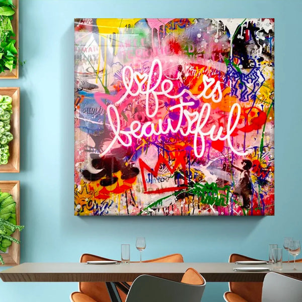Life Is Beautiful Thought-Provoking Canvas Wall Art — Premium Home Decor — Mercury Interior