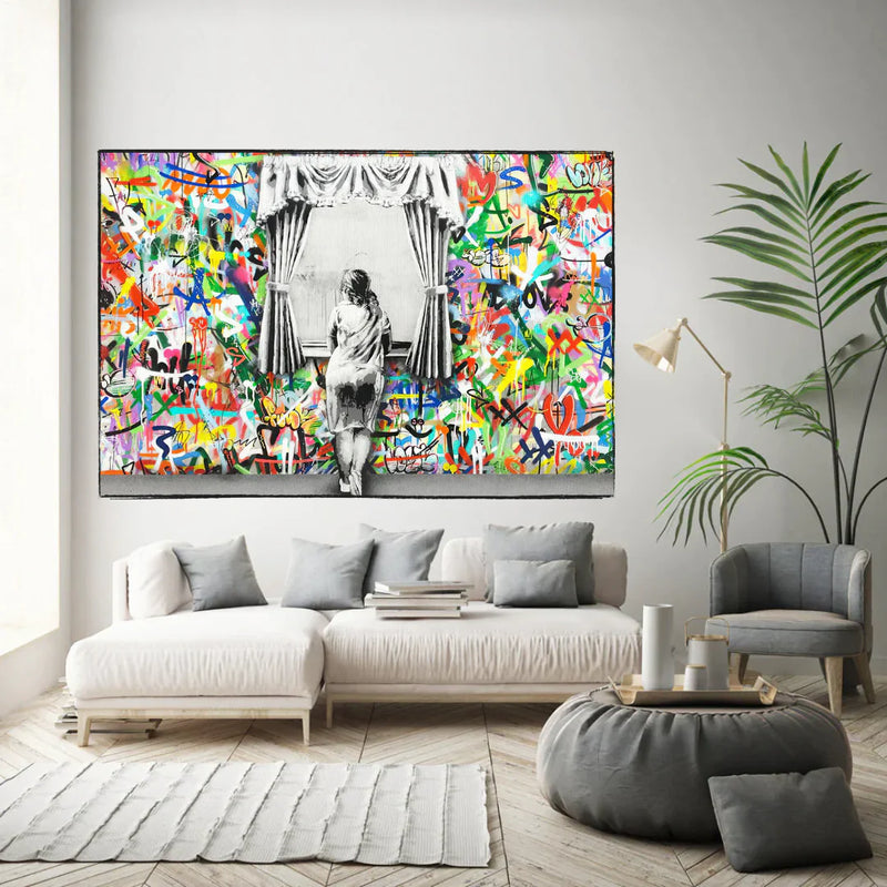 Freedom Curtains Lady – Museum-Grade Canvas Wall Art | Mercury Interior