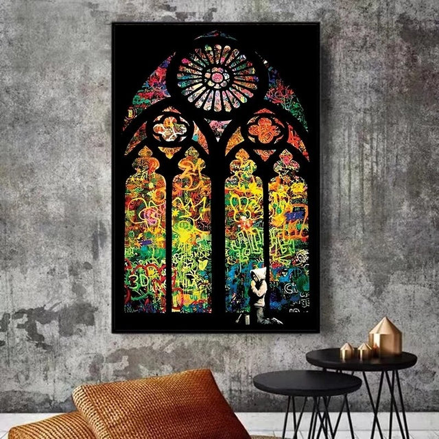 Praying Boy Graffiti Canvas Wall Art – Museum-Grade Canvas Wall Art | Mercury Interior