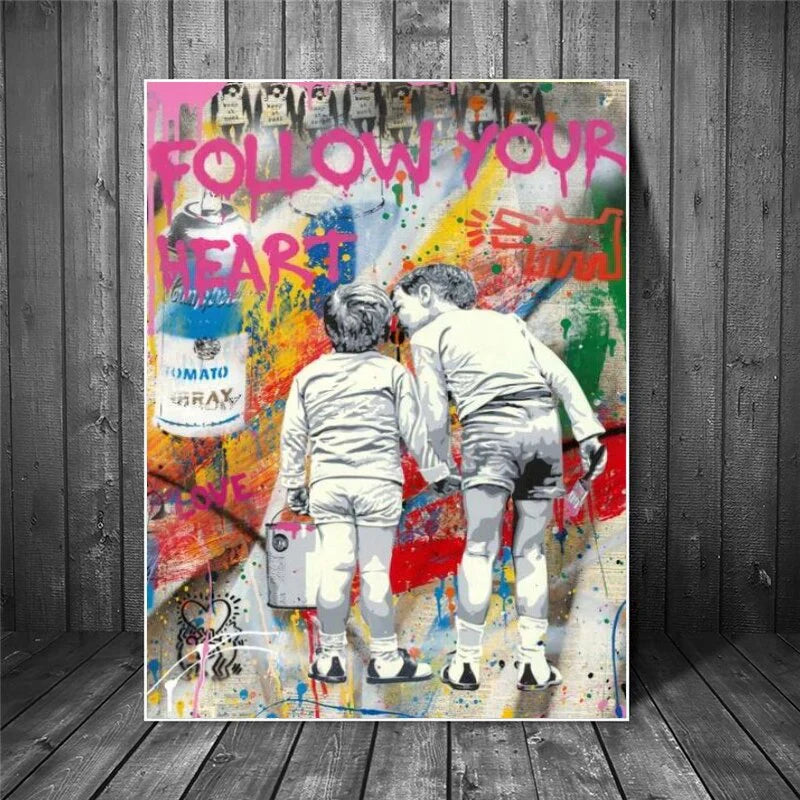 Follow Your Heart Graffiti Poster – Museum-Grade Canvas Wall Art | Mercury Interior