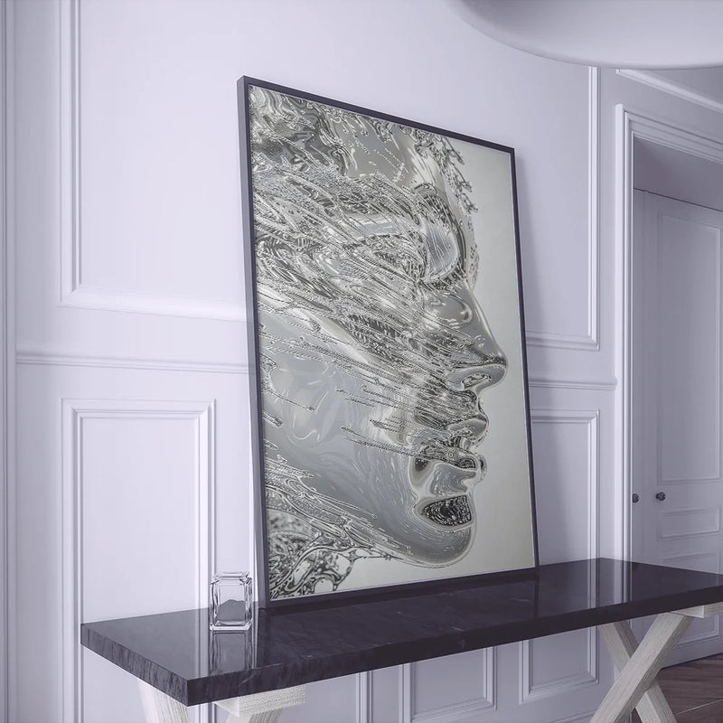 Chrome Existence – Museum-Grade Canvas Wall Art | Mercury Interior