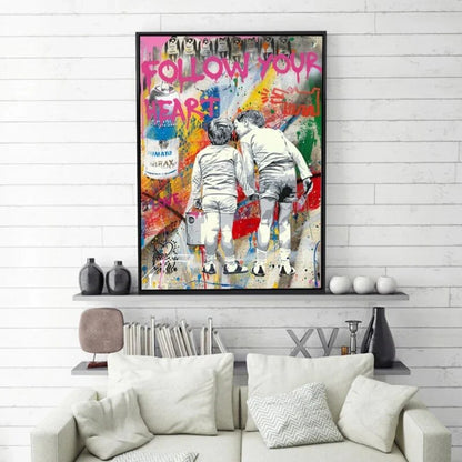 Follow Your Heart Graffiti Poster – Museum-Grade Canvas Wall Art | Mercury Interior