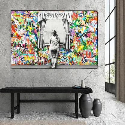 Freedom Curtains Lady – Museum-Grade Canvas Wall Art | Mercury Interior