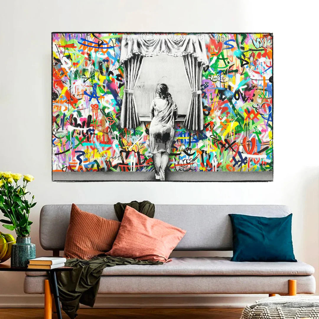 Freedom Curtains Lady – Museum-Grade Canvas Wall Art | Mercury Interior