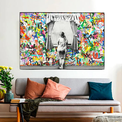 Freedom Curtains Lady – Museum-Grade Canvas Wall Art | Mercury Interior