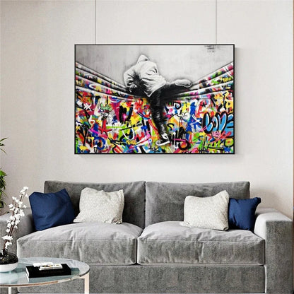 Behind The World – Modern Graffiti Canvas Art Poster | Mercury Interior