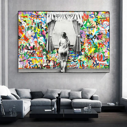 Freedom Curtains Lady – Museum-Grade Canvas Wall Art | Mercury Interior