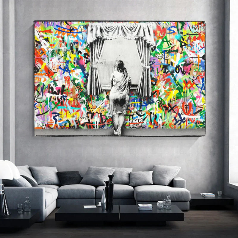Freedom Curtains Lady – Museum-Grade Canvas Wall Art | Mercury Interior