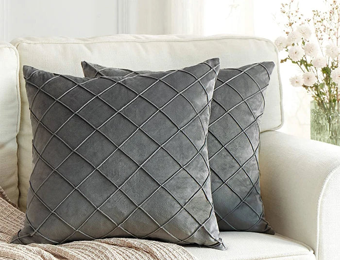 Diamond Velvet Throw Pillow Cover — Luxury Sculptured Home Decor — Mercury Interior