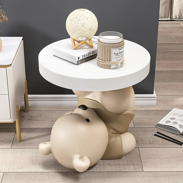 Vigorous Bear Resin Statue Side Table — Modern Animal Sculpture Home Decor — Mercury Interior