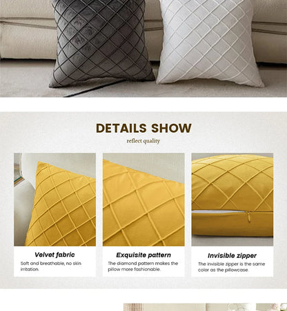 Diamond Velvet Throw Pillow Cover — Luxury Sculptured Home Decor — Mercury Interior