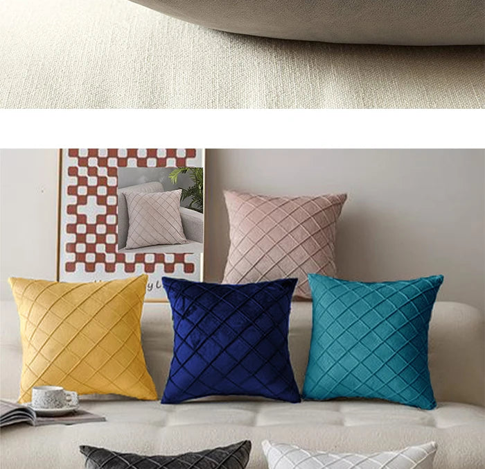 Diamond Velvet Throw Pillow Cover — Luxury Sculptured Home Decor — Mercury Interior