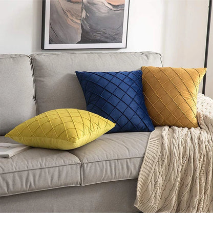 Diamond Velvet Throw Pillow Cover — Luxury Sculptured Home Decor — Mercury Interior