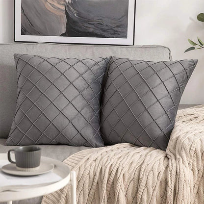 Diamond Velvet Throw Pillow Cover — Luxury Sculptured Home Decor — Mercury Interior