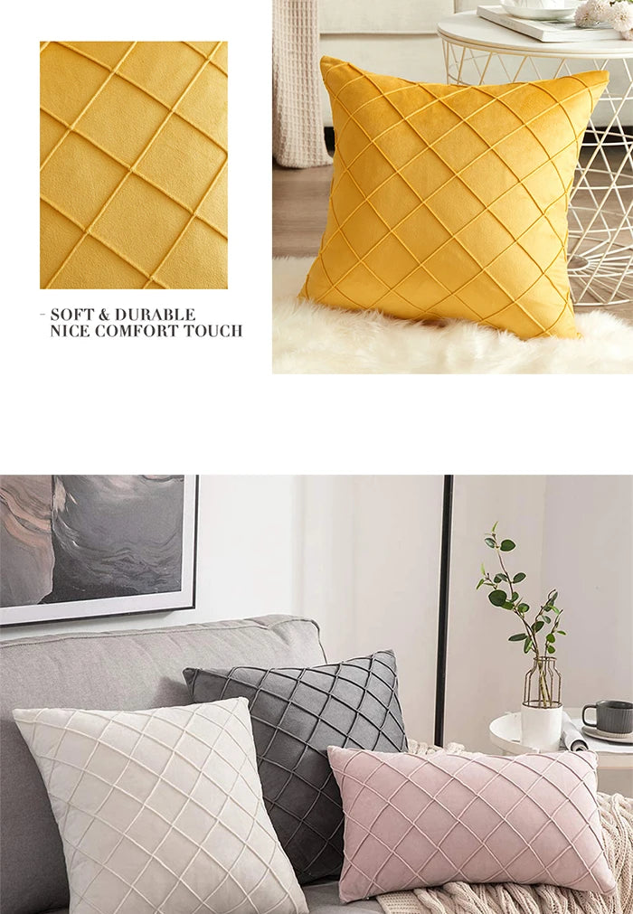 Diamond Velvet Throw Pillow Cover — Luxury Sculptured Home Decor — Mercury Interior