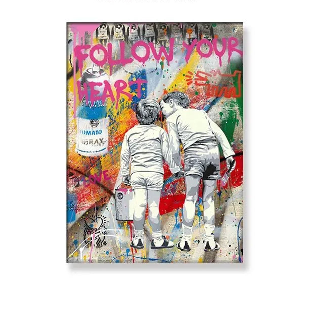 Follow Your Heart Graffiti Poster – Museum-Grade Canvas Wall Art | Mercury Interior