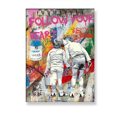 Follow Your Heart Graffiti Poster – Museum-Grade Canvas Wall Art | Mercury Interior