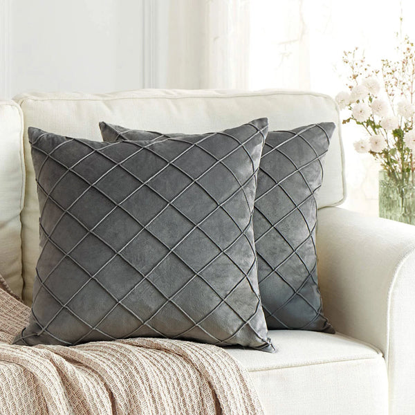 Diamond Velvet Throw Pillow Cover — Luxury Sculptured Home Decor — Mercury Interior