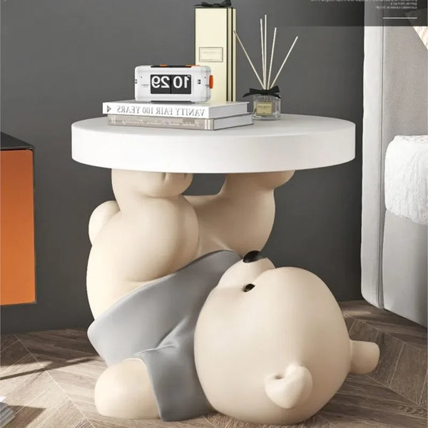 Vigorous Bear Resin Statue Side Table — Modern Animal Sculpture Home Decor — Mercury Interior