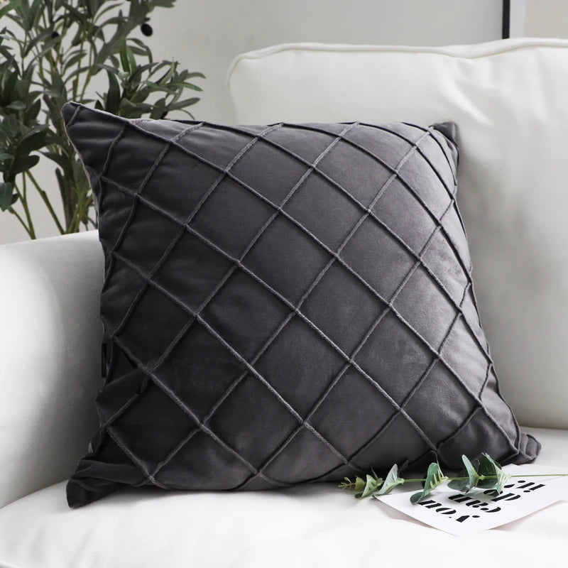 Diamond Velvet Throw Pillow Cover — Luxury Sculptured Home Decor — Mercury Interior