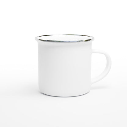 White Enamel Mug — Rustic 12oz Camping Mug — Mercury Interior