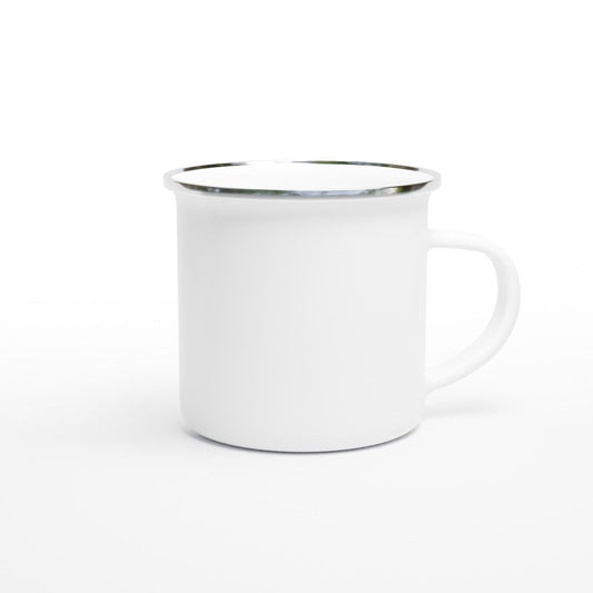 White Enamel Mug — Rustic 12oz Camping Mug — Mercury Interior