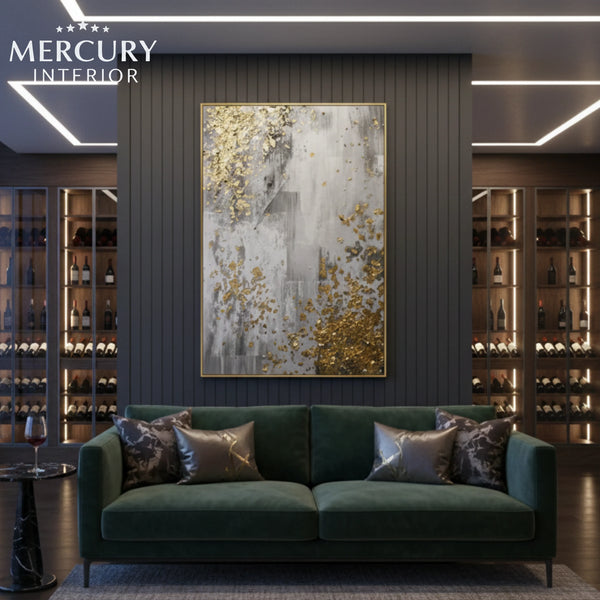 Gold Flow Abstract Canvas Wall Art — Signature Luxury Wall Decor — Mercury Interior